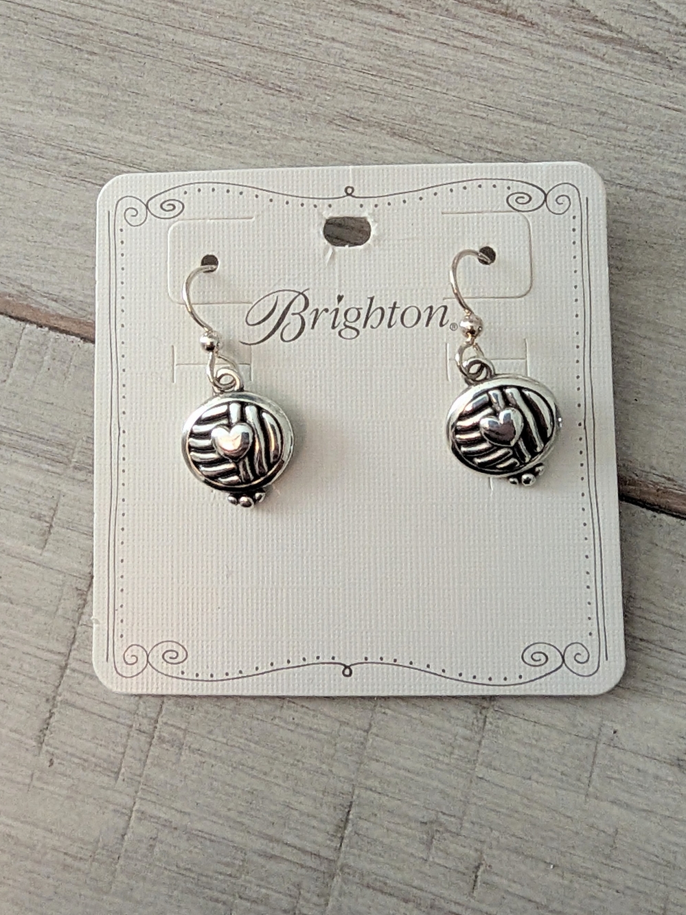 retired Brighton Del Rio Heart Silver French Wire Earrings